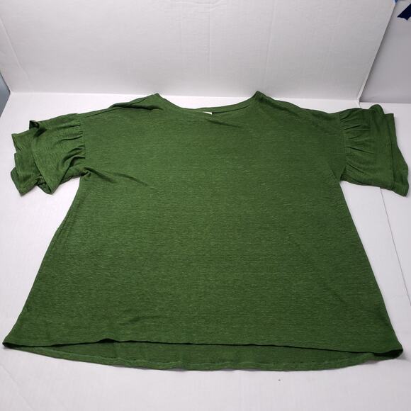 J. Jill Love Linen Top Womens XL Green Boat Neck Casual Flutter Sleeve Boxy Fit - Picture 11 of 16